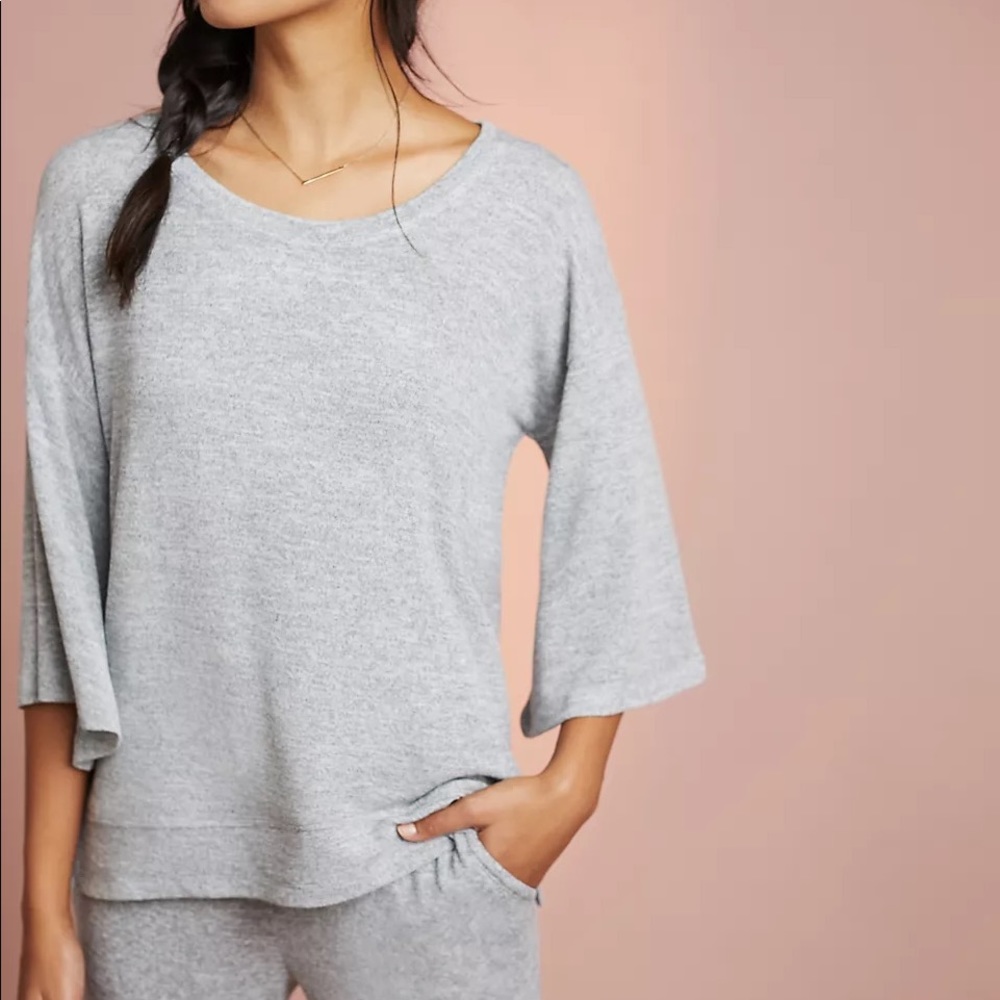 anthro | sunday in brooklyn grayson sleep top grey flare sleeve lounge s